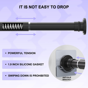 Zwarte Verstelbare Spanstang 28-48in Geen Boorgordijnroede Voor Douche Of Kast Heavy-Duty Veerontwerp - Product Image 6