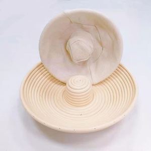 Bread Proofing Basket With Guide Baskets 10&quot; Round 9In Box for Sourdough Storage Homemade Flour Duster Linen Liners Mini Dough - Product Image 3