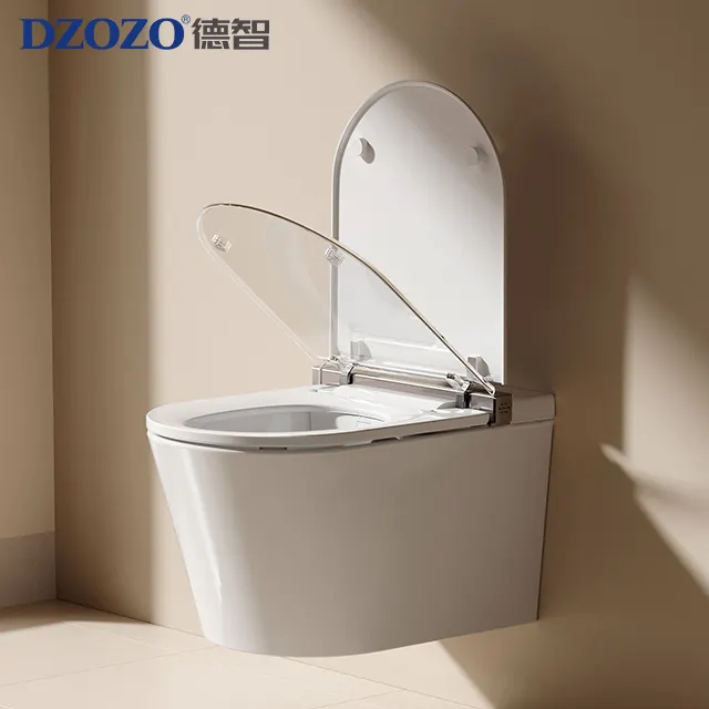 S005 Toilet pintar lampu otomatis buka tutup kursi panas Off-Seat otomatis satu bagian Toilet dengan bidet built in untuk kamar mandi