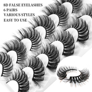卸売つけまつげ6ペアフルストリップミンクまつげ8D9-20mmDDカール100% 手作りナチュラル3D8Dふわふわフルストリップまつげ