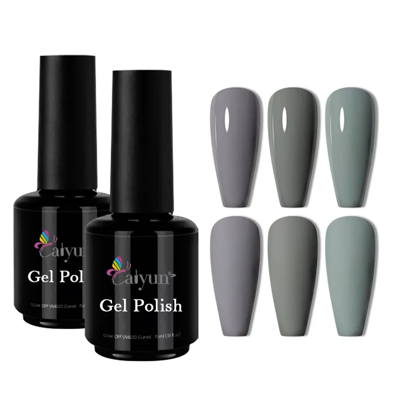 Esmalte de uñas en Gel para salón de manicura, barniz de uñas en Gel UV LED, Color gris oscuro, personalizado, bajo pedido mínimo