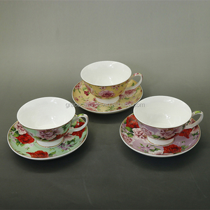 批发玫瑰设计一套6陶瓷骨瓷华贵茶杯茶碟瓷器 - Product Image 4