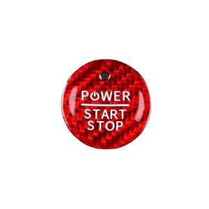 Carbon Fiber Car Engine <strong>Start</strong> Stop <strong>Button</strong> Cover Center Console <strong>Push</strong>-<strong>Button</strong> Sticker Interior Trim for Mustang Mach-E 2021 2022 - Product Image 1