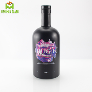 Biểu Tượng Tùy Chỉnh Màu Đen Mờ 500Ml <span class=keywords><strong>Vodka</strong></span> Chai Thủy Tinh 50cl Phong Cách Bắc Âu Tinh Thần Gin Rượu Chai Container Với Nút Chai Màu Đen - Product Image 1