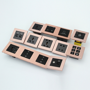 Di rosa color Oro di alluminio spazzolato materiale di pulsante di reset interruttore della parete e prese a muro soluzione - Product Image 1