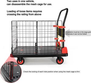 Heavy Dudy Plataforma Gaiola Carrinho Dolly 2 em 1 Caminhão de Mão com Gaiola Carga 660lbs Portátil Flatbed Dolly Multi Funcional Trolley