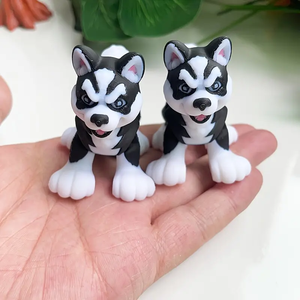 โมเดลรูปฮัสกี้ลูกสุนัขพิมพ์ลาย3D เคลื่อนย้ายได้เครื่องประดับรูปสัตว์พลาสติกพร้อมข้อต่อแกว่งได้ - Product Image 3