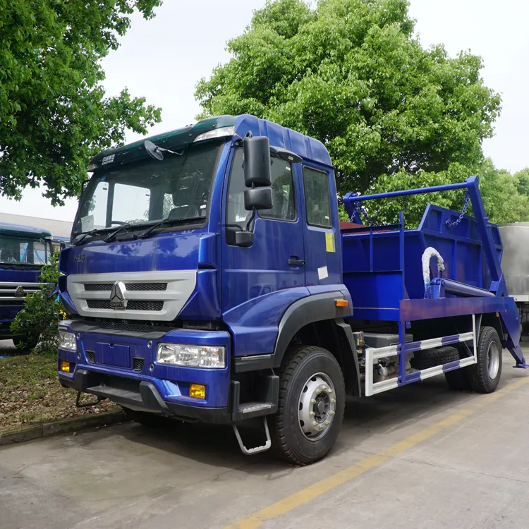 HOWO 4X2 4X4 RHD 8cbm Bộ Thu Gom Rác Xe Tải Bỏ Qua Thùng Rác