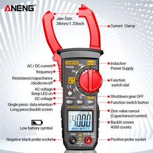 ANENG DC/AC 400A Current 4000 Counts Multimeter Ammeter Hz Capacitance <strong>NCV</strong> Ohm <strong>Test</strong> PN200 Digital Clamp Meters