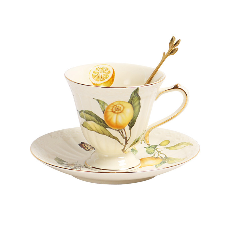 Yellow lemon cup and saucer