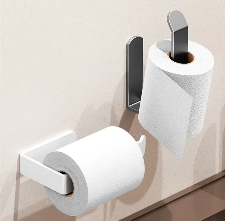 OEM/ODM Toilet Paper Holder No Drilling Aluminium Adhesive Toilet Roll Holder for Bathroom