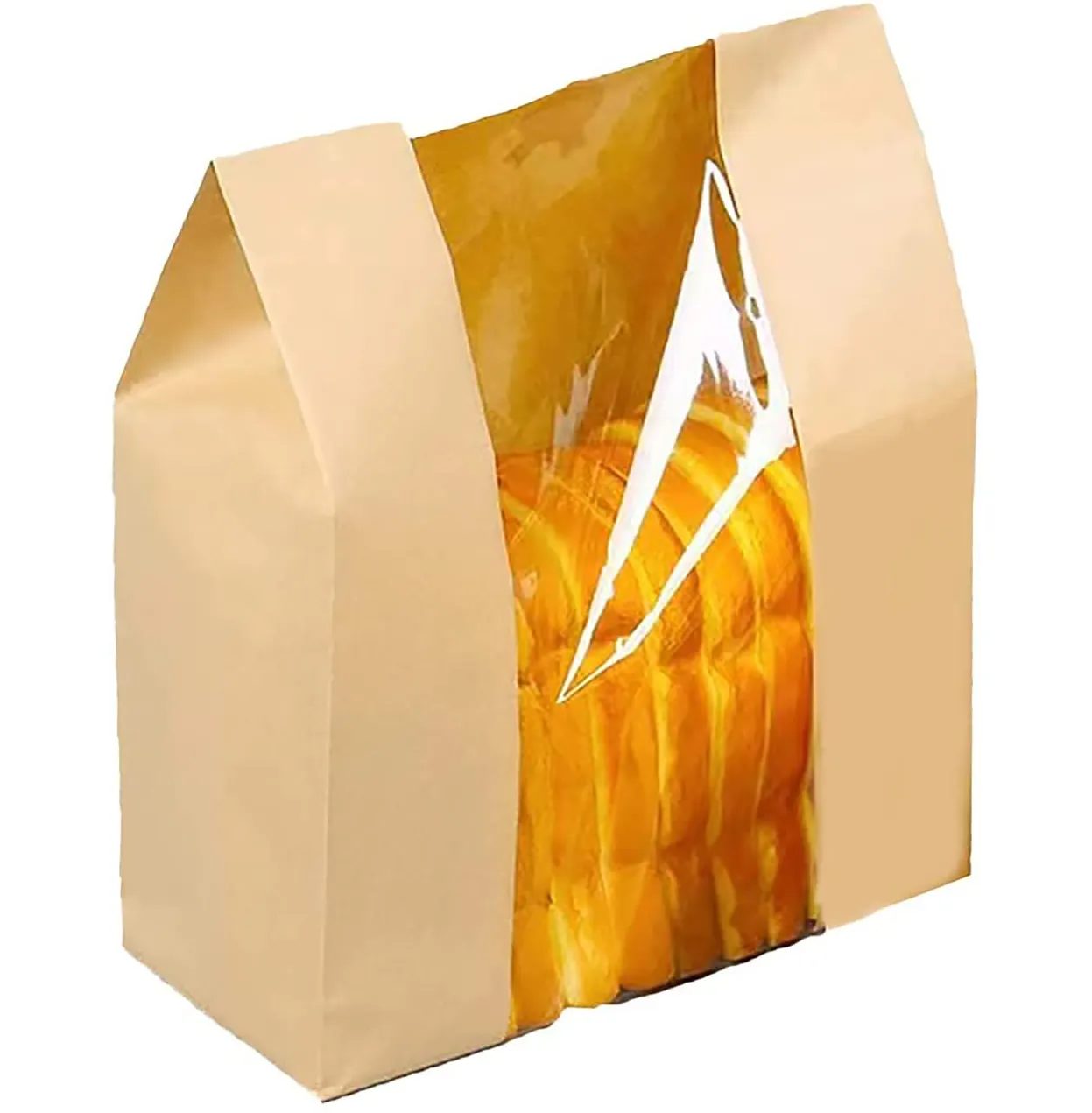 Fabriek Fabrikant Custom Voedsel Sandwich Toast Bruin Kraftpapier Verpakking Bakkerij Zakken Met Venster Plastic