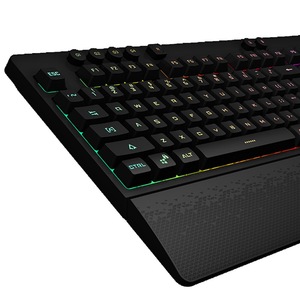 Teclado de goma GX650 para videojuegos, estructura de teclas retroiluminadas, RGB, función Macro, micrófono, ecualizador de música, LED - Product Image 5