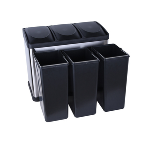 Papelera de reciclaje grande de 45L, 3X15L, con pedal, protección contra olores, papelera de clasificación con tapa de cierre suave WBS028L45 - Product Image 5