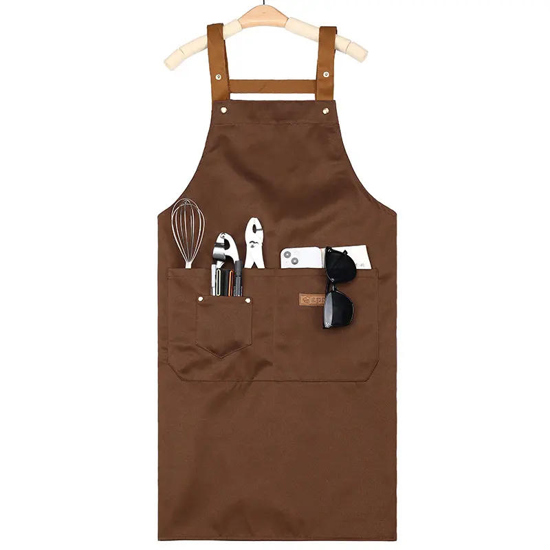Lona Denim algodón lavable cocina barista trabajo con bolsillos para herramientas impermeable impreso bordado logotipo personalizado delantal