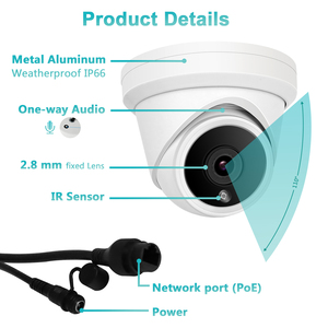 5MP <strong>Camera</strong> Cctv POE IP <strong>Camera</strong> Turret Outdoor IP66 Mic/Audio <strong>IR</strong> 30M Security <strong>Camera</strong> 98ft Night Vision Wide Angle 2.8mm