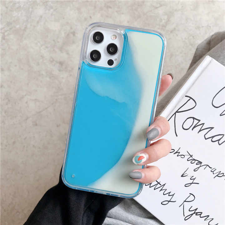 Solid Color Luminous TPU Quicksand Liquid Mobile Phone Case All-Inclusive IPhone16 15 14 13 12 11 Export Models