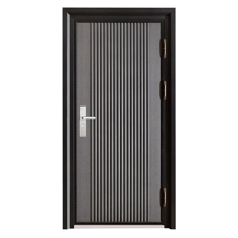Porte d'entrée principale de luxe en acier portes métalliques extérieures de sécurité porte d'entrée principale en acier conception