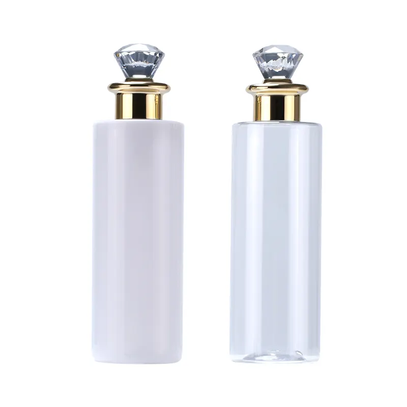Lüks 100ml 150ml 200ml 250ml 300ml 500ml açık beyaz doldurulabilir şampuan losyon pet pompa şişesi ile vidalı kapak
