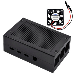 Aluminum Alloy Metal <strong>Cases</strong> For <strong>Raspberry</strong> <strong>Pi</strong> 4B Cover with Cooling Fan - Product Image 1