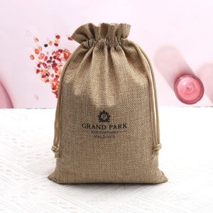 Özel Logo baskı doğal jüt İpli noel hediyesi ambalaj çanta kullanımlık keten çuval çuval çuval kahve çekirdeği jüt torba - Product Image 2