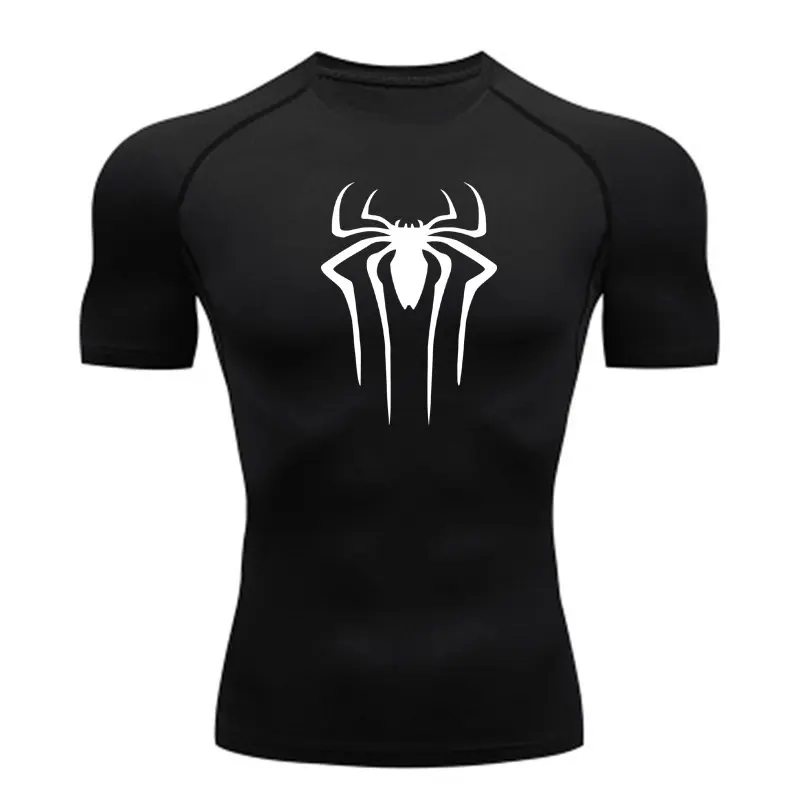 Camiseta deportiva de manga corta de alta elasticidad para hombre, ropa de gimnasio de secado rápido, camisetas de compresión lisas ajustadas de entrenamiento transpirable