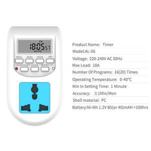 AL-06 LCD-Digital anzeige Timer-Schalter DE Stecker AC220-240V 50Hz Timing-Buchse Wöchentlich programmier barer elektronischer digitaler Timer-Schalter - Product Image 3