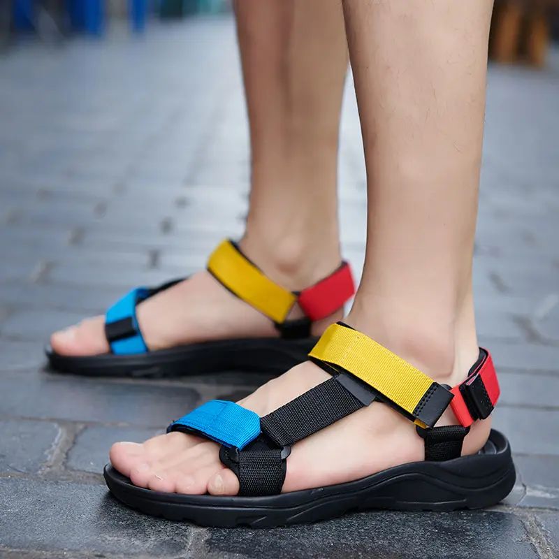 Sandália masculina confortável, sapatos simples de verão, confortáveis, para áreas externas, para praia, de luxo, sandálias planas para homens
