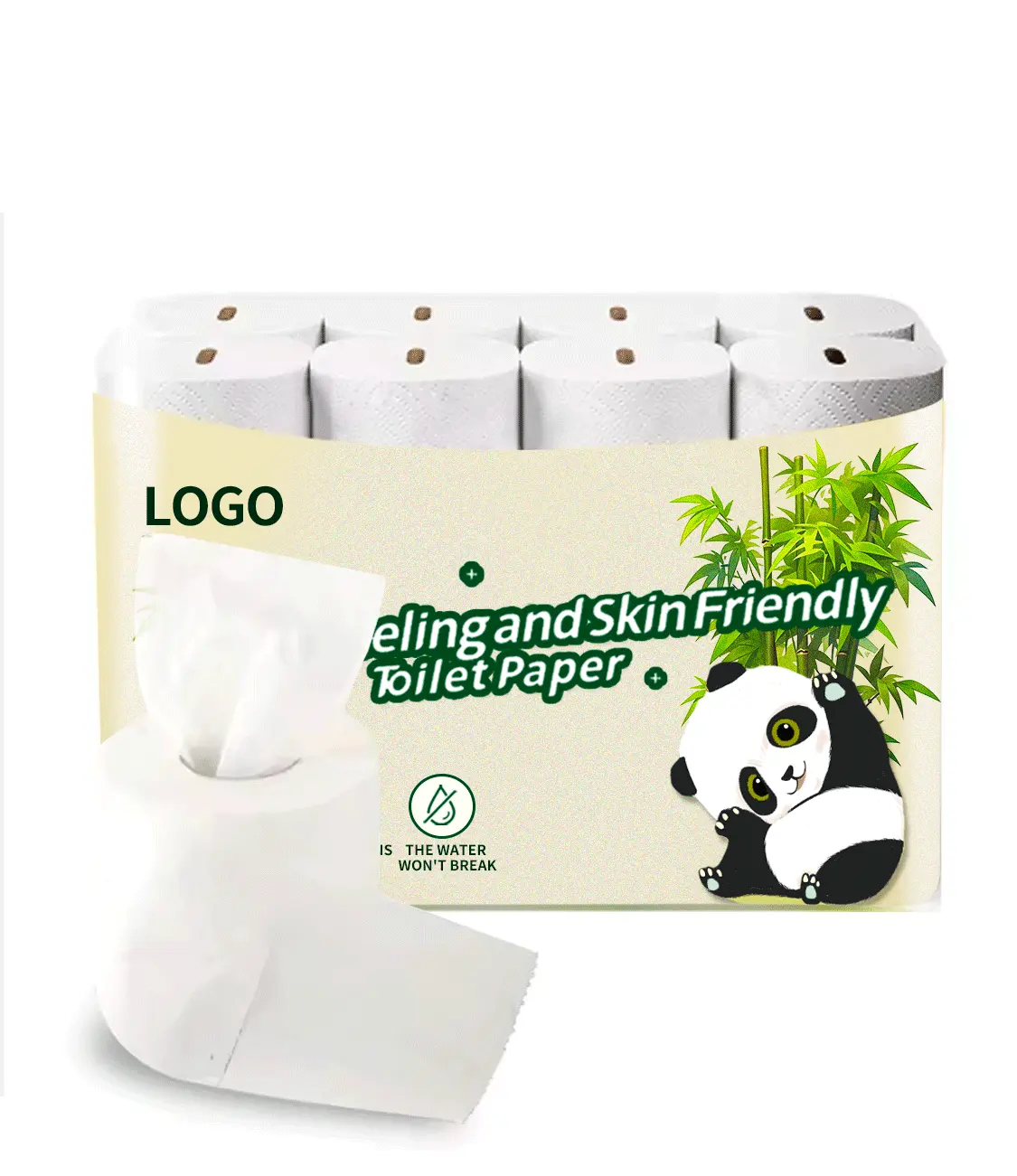 Papel higiénico de bambú virgen suave OEM respetuoso con el medio ambiente a granel de alta calidad fabricante de rollos de papel higiénico de 4 capas