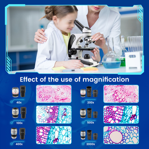 Microscopio para niños adultos 40X-2000X Microscopio monocular compuesto para laboratorio escolar Educación en el hogar con portaobjetos de microscopio - Product Image 6
