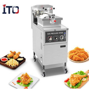Freidora eléctrica/a presión de gas comercial KFC con panel de computadora y sistema de filtro de aceite - Product Image 1