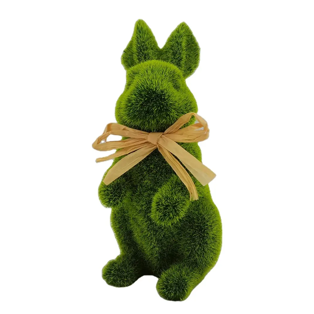 Easter flocking rabbit ornament Resin Crafts Easter Bunny