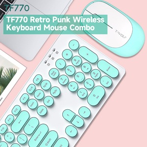 TF770 2.4G <strong>Wireless</strong> <strong>Keyboard</strong> <strong>Mouse</strong> <strong>Combo</strong> Retro Punk Round Keycap Comfortable Mute Typing <strong>Keyboard</strong> <strong>Mouse</strong> for PC Laptop - Product Image 4