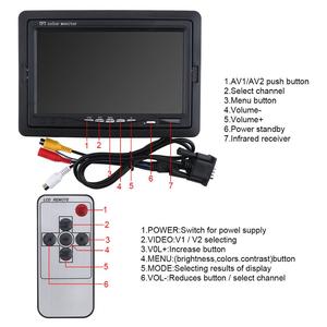 Monitor de áudio ultrasfino lcd 7 polegadas, monitor de casa do carro av