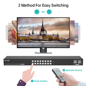 4K HDMI KVM交换机16端口 + 电缆，MT-VIKI机架式USB HDMI KVM切换器控制台16x1 4K 30Hz，适用于1U机架 - Product Image 6