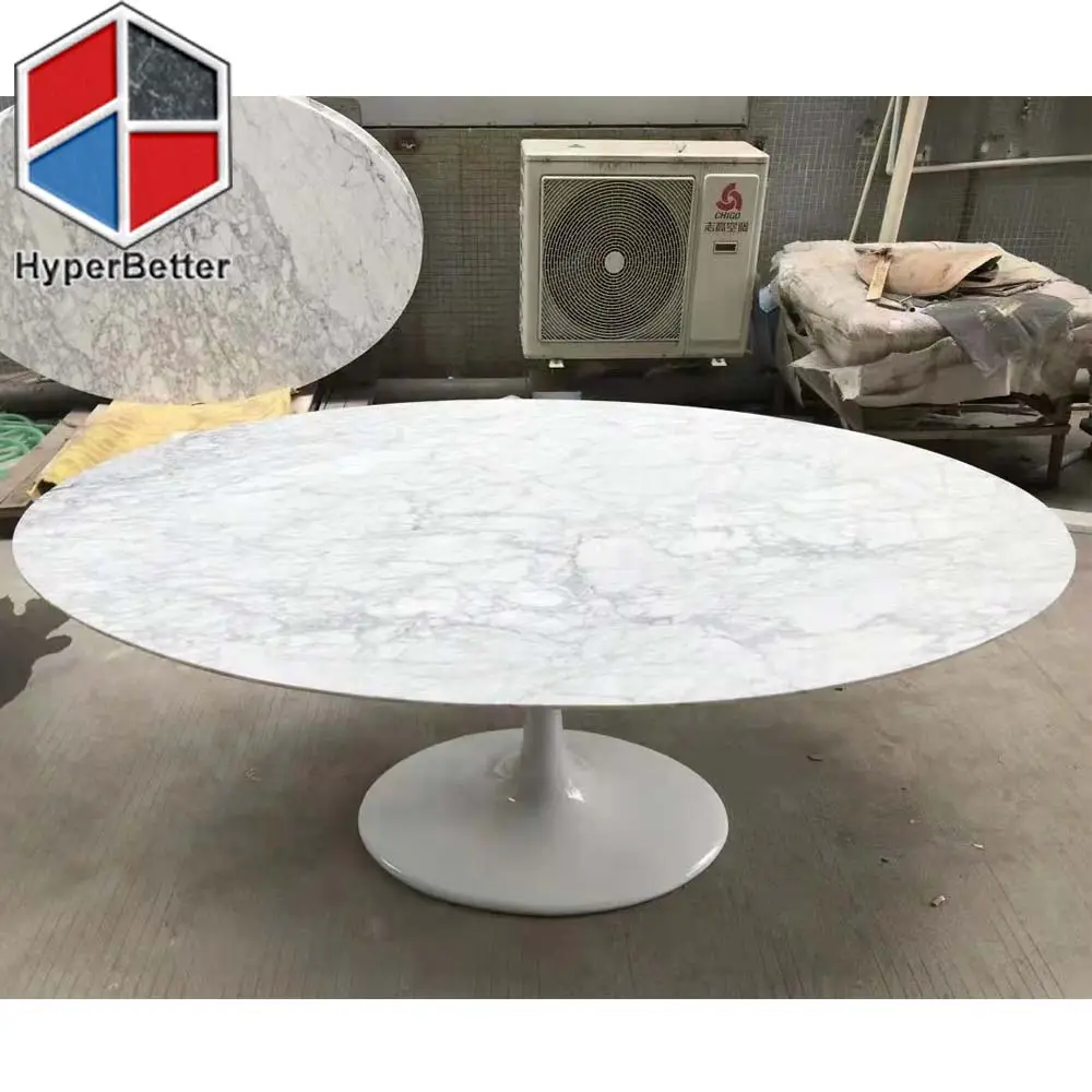 Oval lale yemek masası 48x84 "beyaz mermer masa
