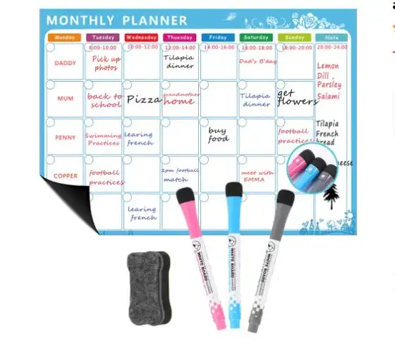 Calendario semanal portátil personalizado al por mayor Calendario de tablero acrílico de borrado en seco