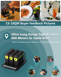 Nhà Hàng Máy Nhắn Tin Phục Vụ Gọi Điện Thoại Hệ Thống Xếp Hàng Không Dây 18 Gọi <span class=keywords><strong>Buzzer</strong></span> Quiz Thiết Bị Dịch Vụ Khách Hàng - Product Image 4