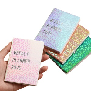 2025 Mini calendario inglese creativo colorato modello di pietra Laser piano taccuino tascabile portatile A7 - Product Image 1