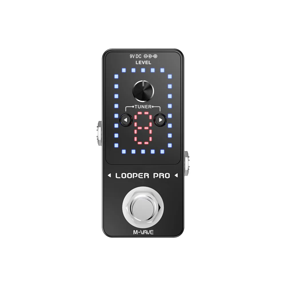 Pedal Looper de guitarra USB, función de sintonizador, 9 bucles, 40min, Afinador Cromático de guitarra, pedales