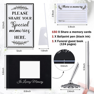Black Cover Memorial Service Custom Guest Book <strong>Memory</strong> Funeral Guest Book WIth Pen - Product Image 3