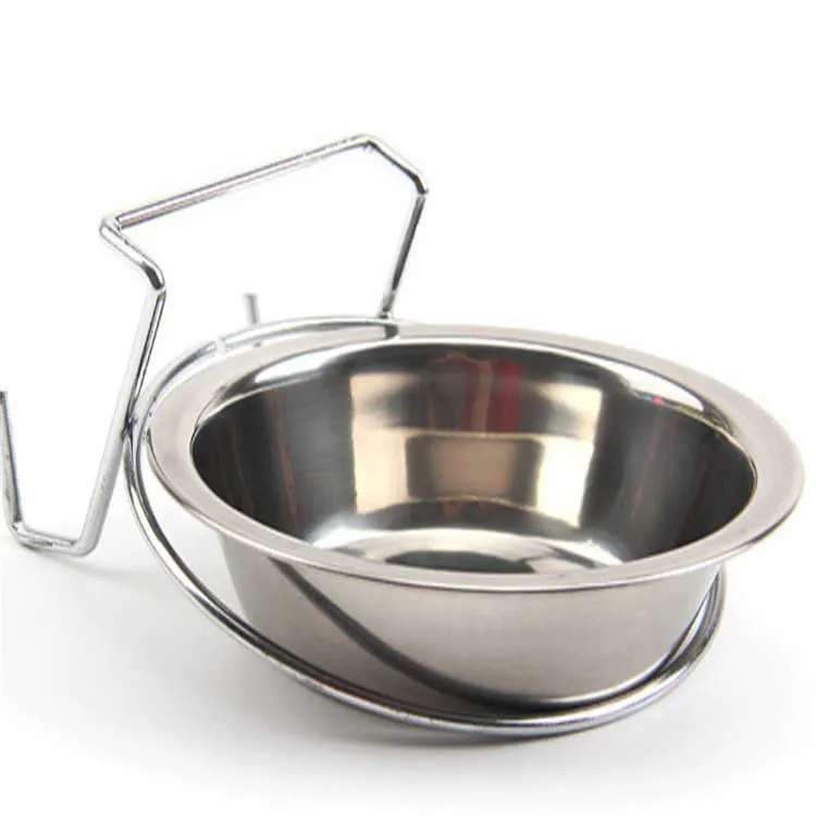 Новый высокое качество 201 нержавеющая сталь собака чаши еда питьевой воды клетка чашки вешалка миска для домашних животных, ножницы для собак, аксессуары