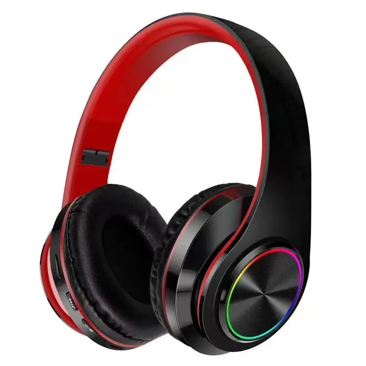 Cuffie Wireless B39 cuffie pieghevoli portatili lettore MP3 con microfono LED luci colorate cuffie BT con UV