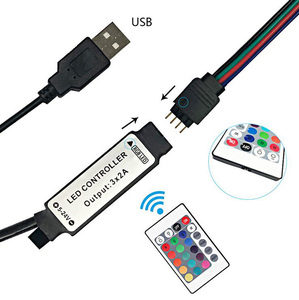 5 в-24 в мини RGB LED контроллер USB Инфракрасный ИК 24 ключа дистанционного управления для 4pin светодиодные полосы света