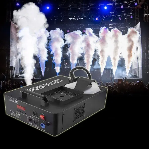 SP niebla vertical 1500W DMX 24 salida LED Luz de escenario mini máquina de niebla RGB LED mini máquina de humo de escenario DMX para boda