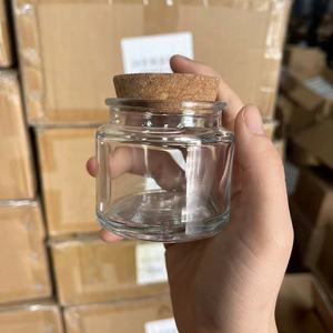 200ml 8oz Amber yeşil şeffaf şişe cam mum kavanoz ile satışa mantar şekilli kapak mum gemi