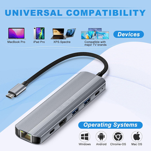 USB-C Hub (6 in 1) yerleştirme istasyonu ile 4K HDMI 2.0 5Gbps USB 3.0 USB tip C PD şarj Ethernet RJ45 adaptörü dönüştürücü - Product Image 4