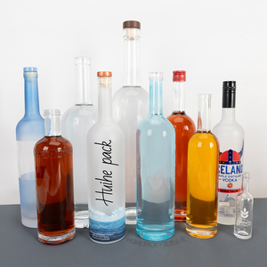 Empty Round Extra Flint Gradient Blue Glass <strong>Whisky</strong> Bottle Arizona 1000ml <strong>1L</strong> Glass Liquor Bottles with Cork Lid - Product Image 3