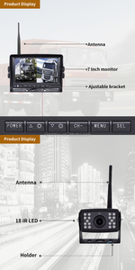 ระบบกล้องมองหลังไร้สาย AHD ขนาด 7 นิ้ว สำหรับรถบัส/รถบรรทุก/VR 2 กล้องหลัง/หน้า ระบบดิจิตอลไร้สาย 2.4G สำหรับรถบรรทุก พร้อมหน้าจอแยก - Product Image 4