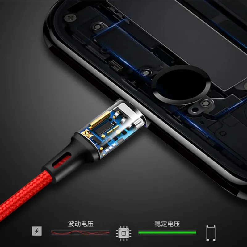 Sıcak satış Phone 1 şarj kablosu naylon örgü Usb şarj kablosu 3 1 çoklu telefon şarj için telefon/tip-c/Android